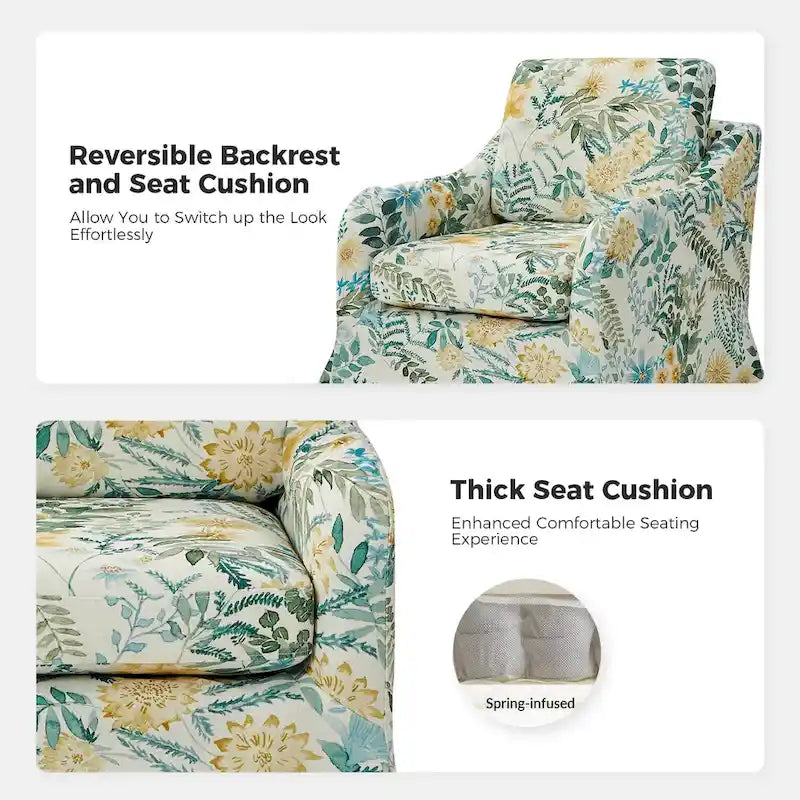 Alois Floral Slipcover Swivel Accent Chair with Removable Cushion Set of 2 by HULALA HOME