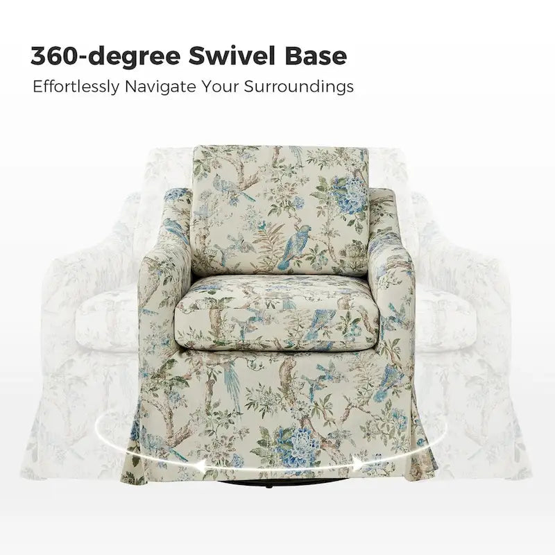 Alois Floral Slipcover Swivel Accent Chair with Removable Cushion Set of 2 by HULALA HOME