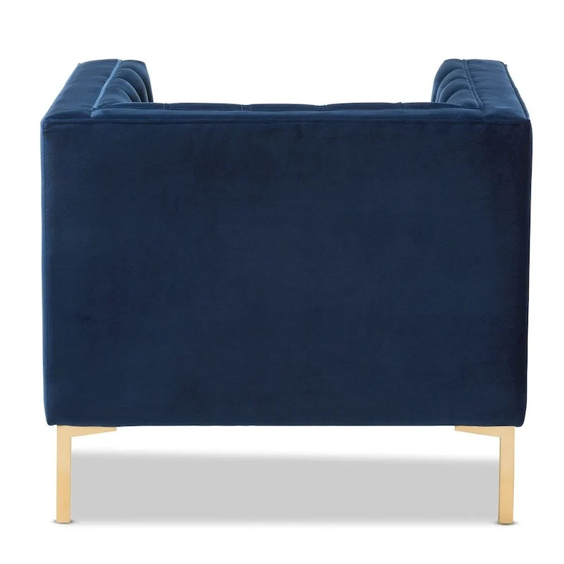 Glam Velvet and Gold Finished Lounge Chair