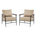 MCombo Set of 2 Modern Accent Chairs, Armchair with Upholstered Cushion, Leathaire Fabric Lounge Chairs for Living Room 4748