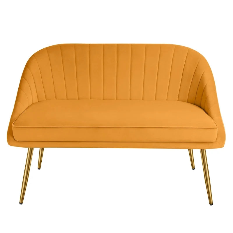 Tufted Contemporary Loveseat Sofa Chair With Gold Metal Legs Two-Seat Sofa for Living Room Bedroom