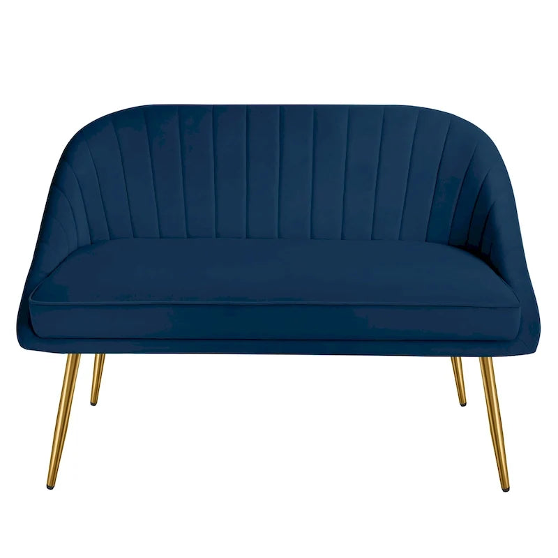 Tufted Contemporary Loveseat Sofa Chair With Gold Metal Legs Two-Seat Sofa for Living Room Bedroom