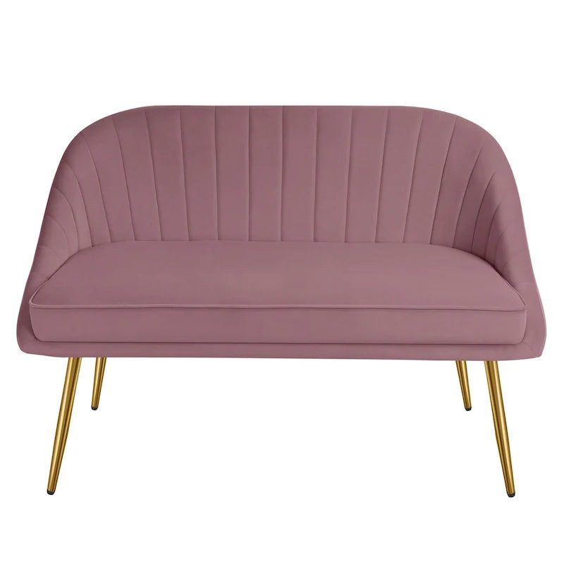 Tufted Contemporary Loveseat Sofa Chair With Gold Metal Legs Two-Seat Sofa for Living Room Bedroom