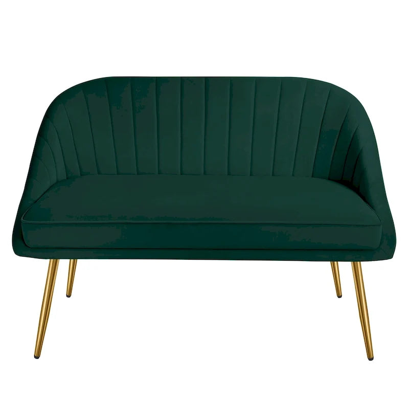 Tufted Contemporary Loveseat Sofa Chair With Gold Metal Legs Two-Seat Sofa for Living Room Bedroom
