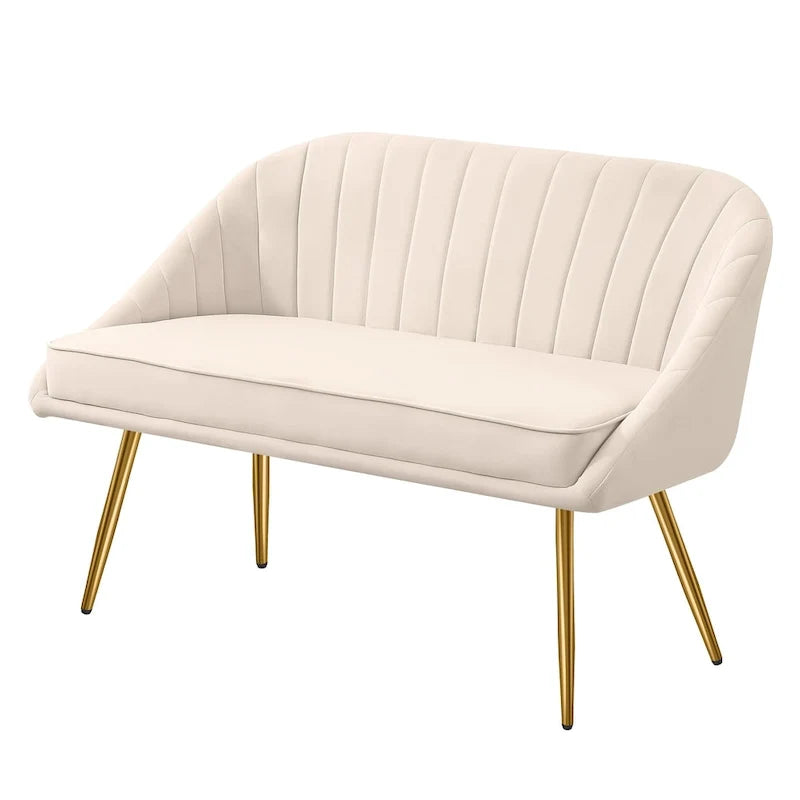 Tufted Contemporary Loveseat Sofa Chair With Gold Metal Legs Two-Seat Sofa for Living Room Bedroom