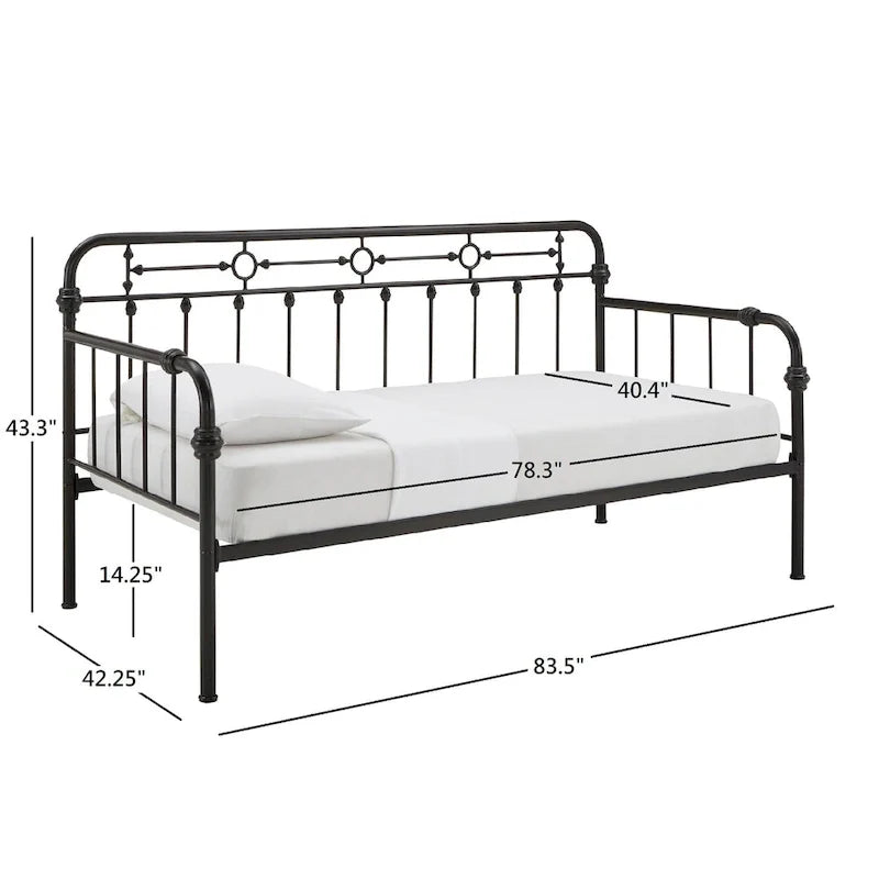 Lit de repos en métal bronze foncé vieilli Darren avec lit gigogne par iNSPIRE Q Classic
