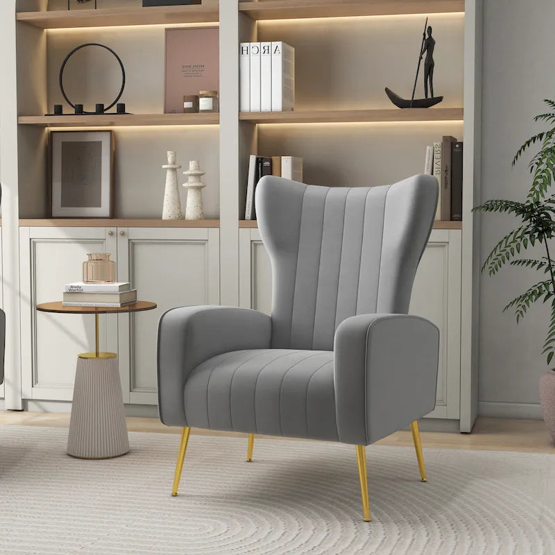 Upholstered Wingback Accent Chair - 26.4W x 37.8H x 32.6D