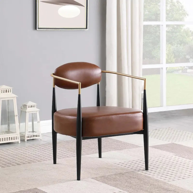 Boucle Dining Chair Living Room Chair with Thickened Plush Seat Cushion and Sleek Metal Frame