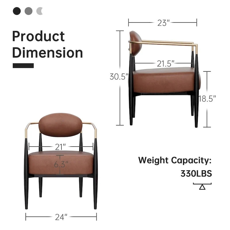 Boucle Dining Chair Living Room Chair with Thickened Plush Seat Cushion and Sleek Metal Frame
