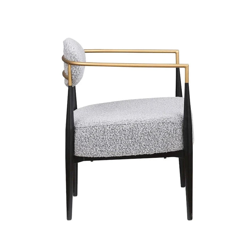 Boucle Dining Chair Living Room Chair with Thickened Plush Seat Cushion and Sleek Metal Frame