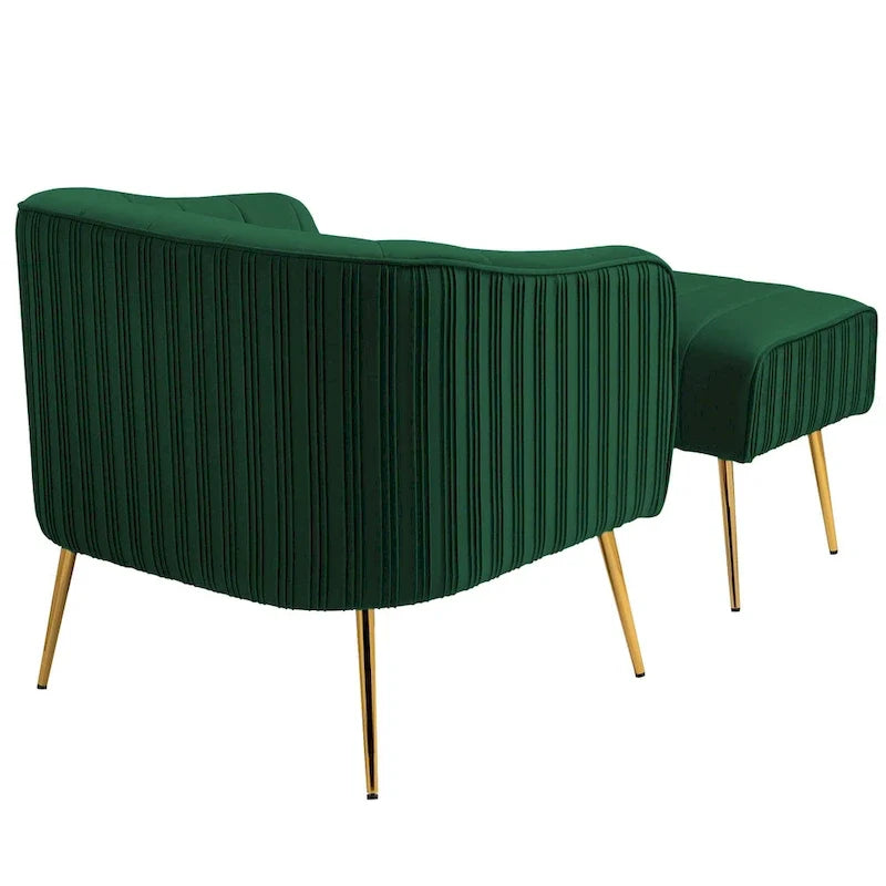 Modern Velvet Barrel Arm Accent Chair with Ottoman