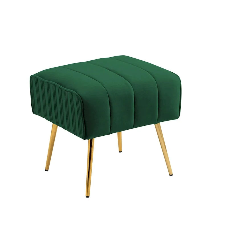 Modern Velvet Barrel Arm Accent Chair with Ottoman