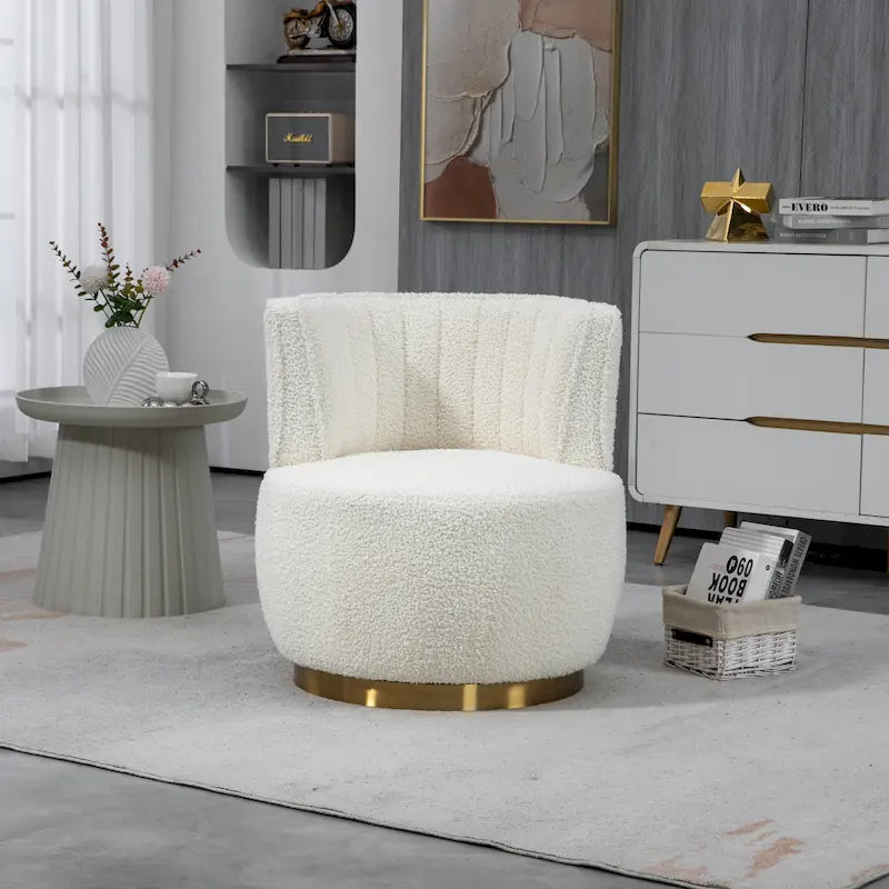 HOMEFUN Velvet Upholstered 360 Degree Swivel Armless Round Barrel Chairs