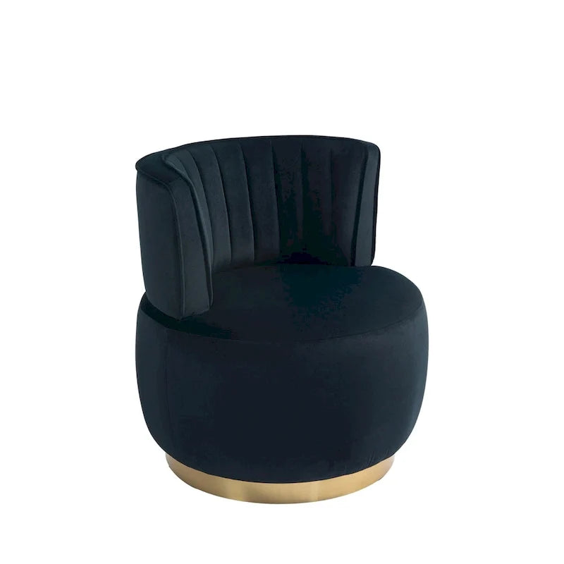 HOMEFUN Velvet Upholstered 360 Degree Swivel Armless Round Barrel Chairs