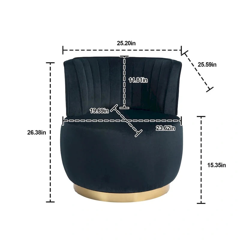 HOMEFUN Velvet Upholstered 360 Degree Swivel Armless Round Barrel Chairs