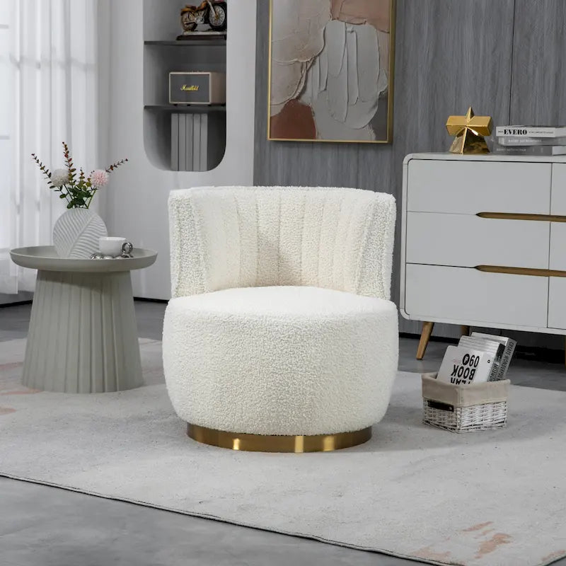 HOMEFUN Velvet Upholstered 360 Degree Swivel Armless Round Barrel Chairs