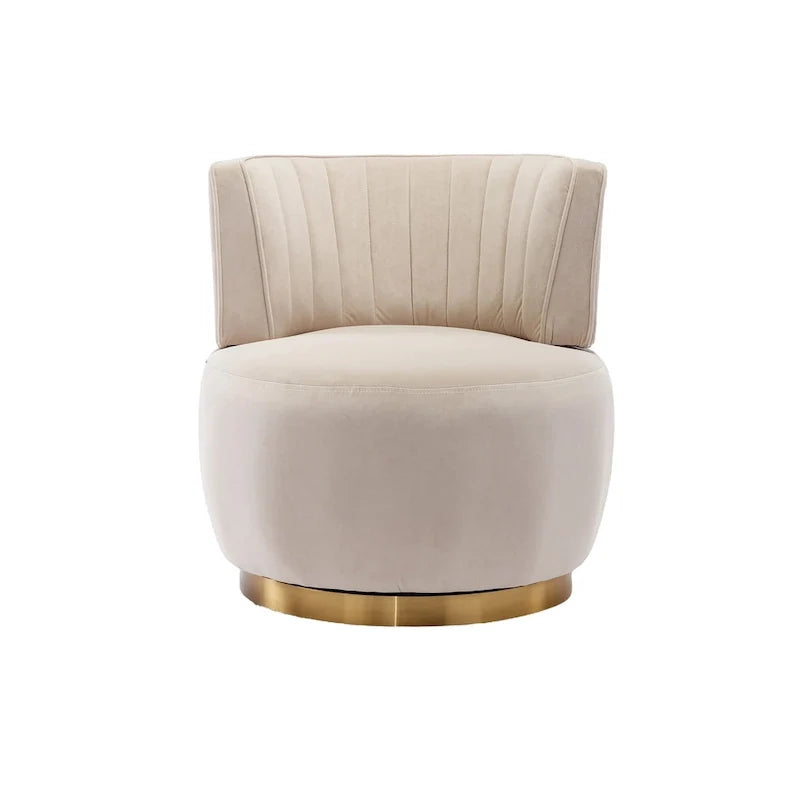 HOMEFUN Velvet Upholstered 360 Degree Swivel Armless Round Barrel Chairs