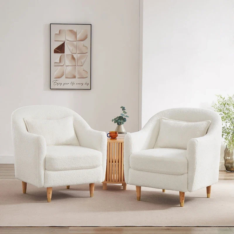VANOMi 28.34W Lot de 2 fauteuils d'appoint, fauteuil club en velours avec pieds en bois massif
