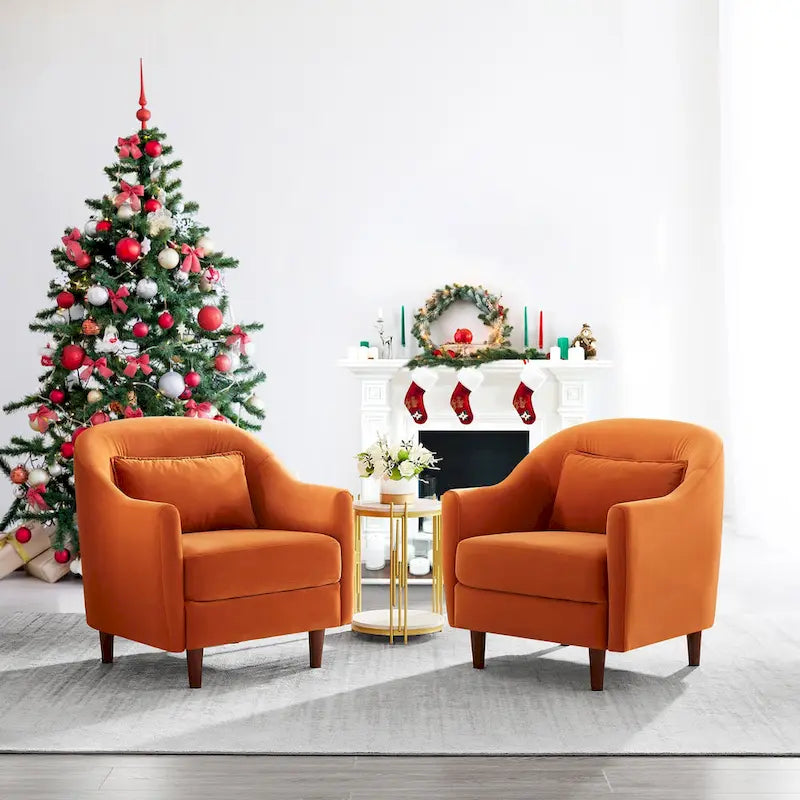 VANOMi 28.34W Lot de 2 fauteuils d'appoint, fauteuil club en velours avec pieds en bois massif