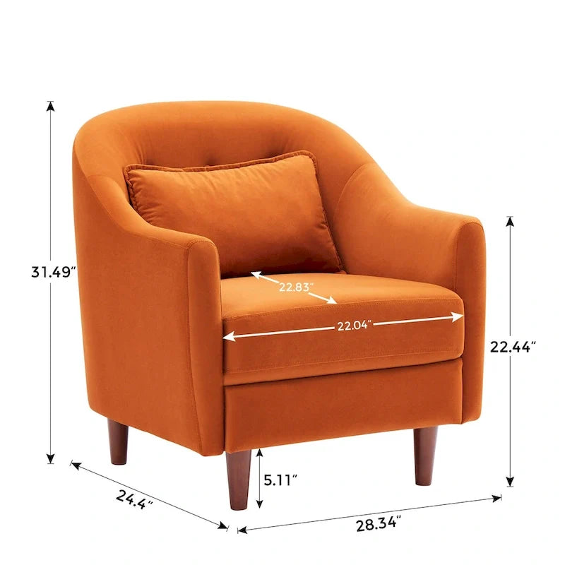 VANOMi 28.34W Lot de 2 fauteuils d'appoint, fauteuil club en velours avec pieds en bois massif