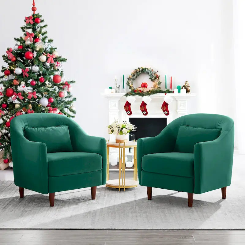 VANOMi 28.34W Lot de 2 fauteuils d'appoint, fauteuil club en velours avec pieds en bois massif