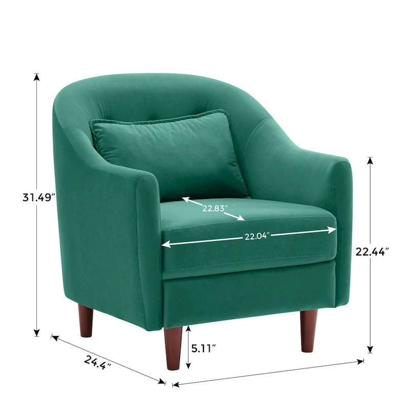 VANOMi 28.34W Lot de 2 fauteuils d'appoint, fauteuil club en velours avec pieds en bois massif