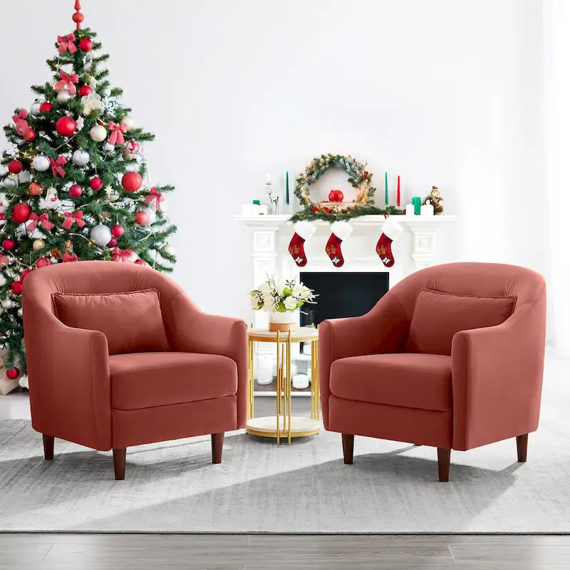 VANOMi 28.34W Lot de 2 fauteuils d'appoint, fauteuil club en velours avec pieds en bois massif