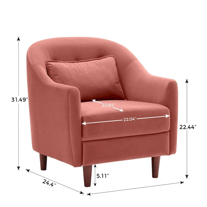 VANOMi 28.34W Lot de 2 fauteuils d'appoint, fauteuil club en velours avec pieds en bois massif