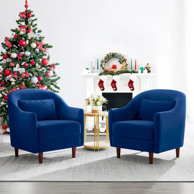 VANOMi 28.34W Lot de 2 fauteuils d'appoint, fauteuil club en velours avec pieds en bois massif