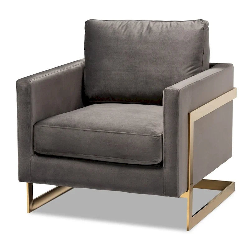 Silver Orchid Bryson Glam Velvet Fabric Armchair