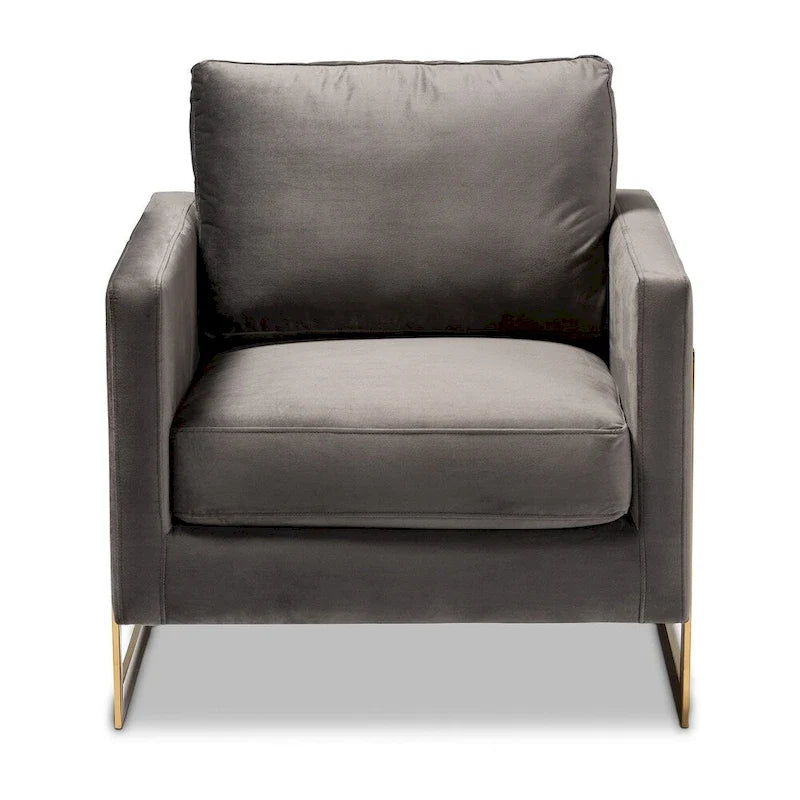 Silver Orchid Bryson Glam Velvet Fabric Armchair