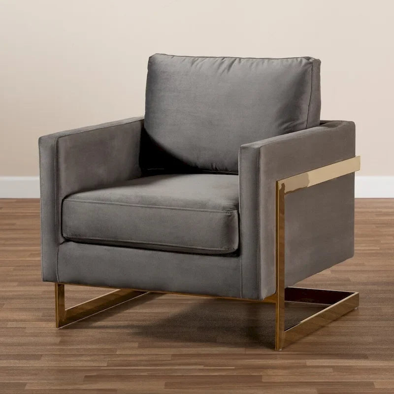 Silver Orchid Bryson Glam Velvet Fabric Armchair
