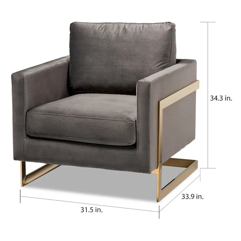 Silver Orchid Bryson Glam Velvet Fabric Armchair