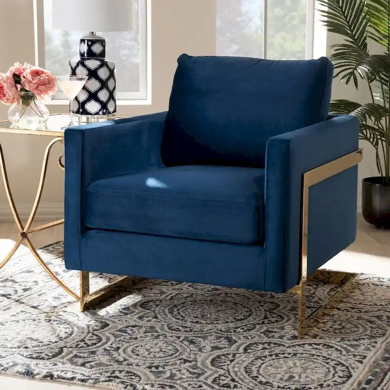 Silver Orchid Bryson Glam Velvet Fabric Armchair
