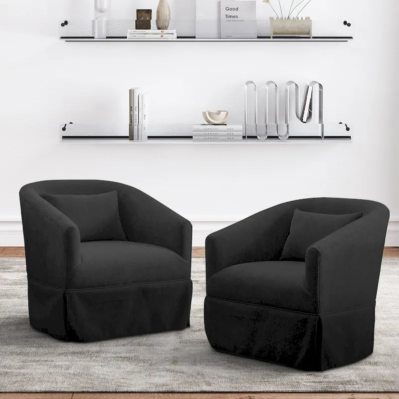 Ouyessir Lot de 2 fauteuils pivotants à 360 degrés, fauteuil d'appoint rembourré en tissu avec accoudoirs