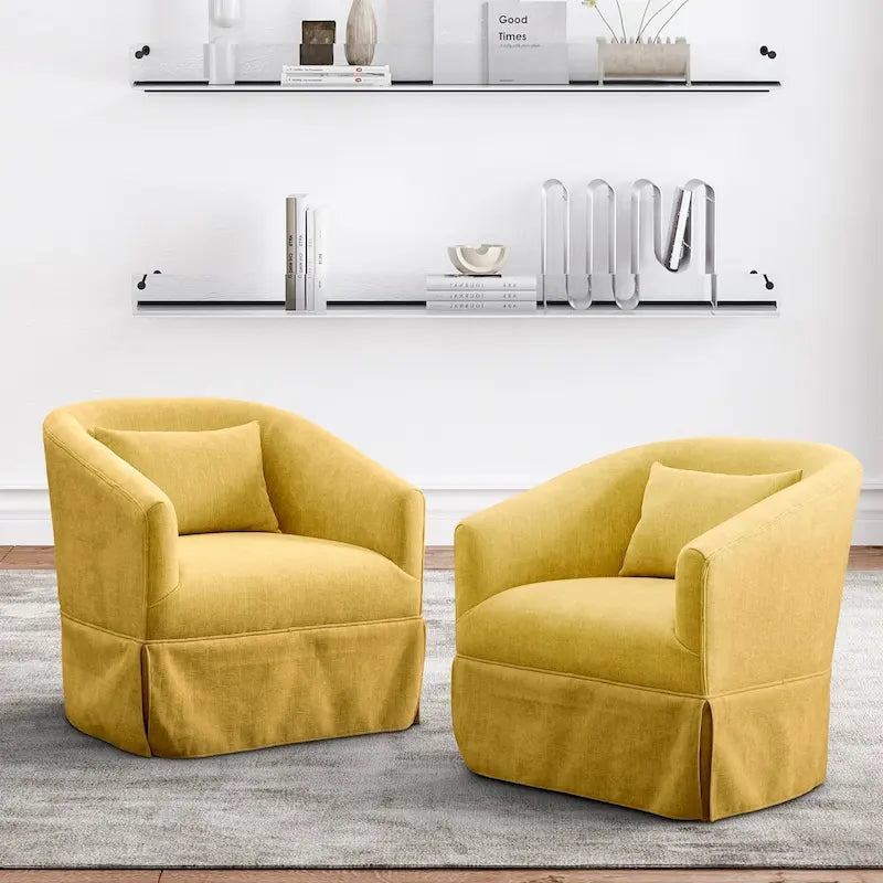 Ouyessir Lot de 2 fauteuils pivotants à 360 degrés, fauteuil d'appoint rembourré en tissu avec accoudoirs