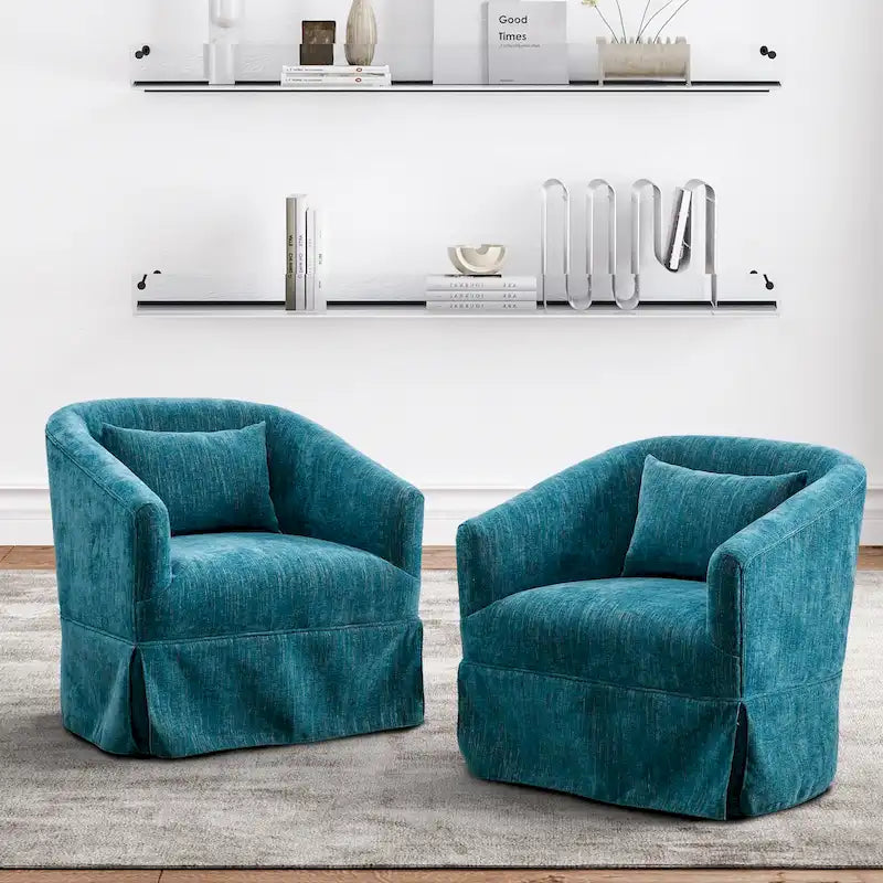 Ouyessir Lot de 2 fauteuils pivotants à 360 degrés, fauteuil d'appoint rembourré en tissu avec accoudoirs