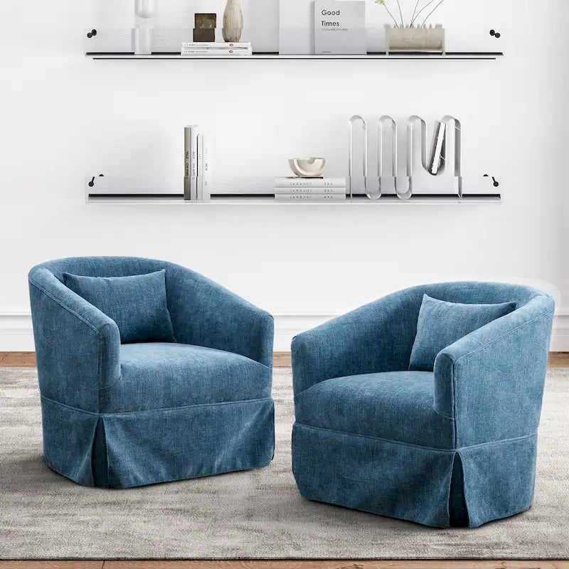 Ouyessir Lot de 2 fauteuils pivotants à 360 degrés, fauteuil d'appoint rembourré en tissu avec accoudoirs