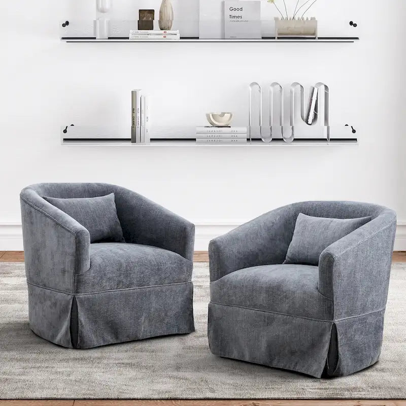 Ouyessir Lot de 2 fauteuils pivotants à 360 degrés, fauteuil d'appoint rembourré en tissu avec accoudoirs