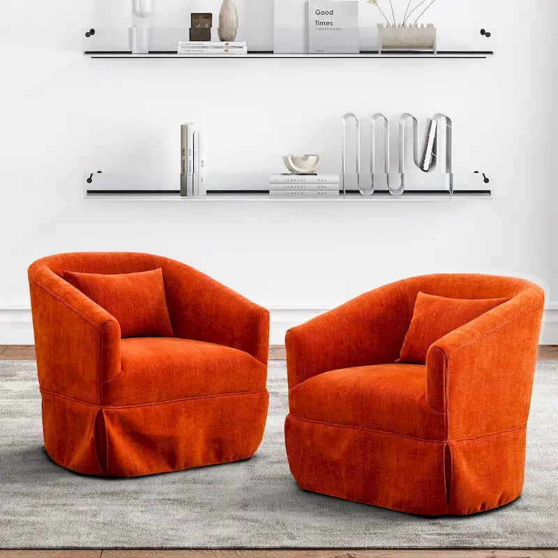 Ouyessir Lot de 2 fauteuils pivotants à 360 degrés, fauteuil d'appoint rembourré en tissu avec accoudoirs