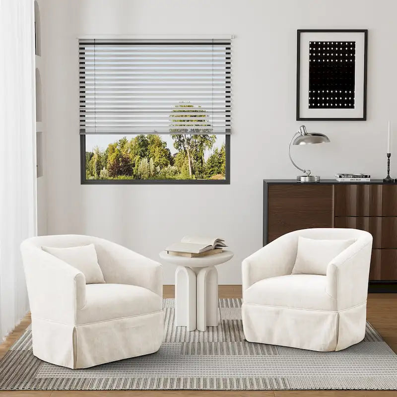 Ouyessir Lot de 2 fauteuils pivotants à 360 degrés, fauteuil d'appoint rembourré en tissu avec accoudoirs