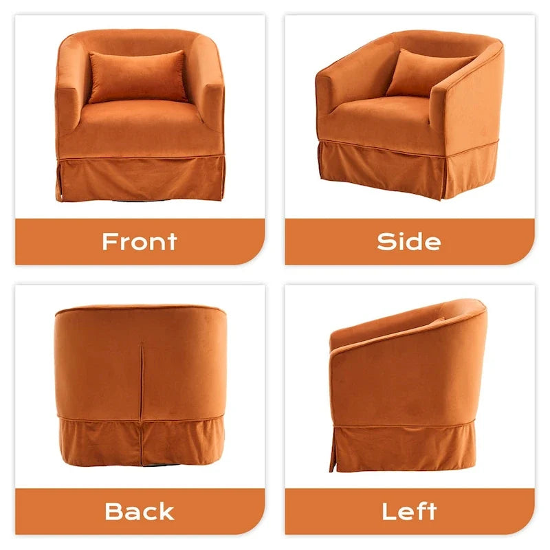 Ouyessir Set of 2 Swivel Barrel Chair 360 Degree Upholstered Accent Chair Fabric Armchair