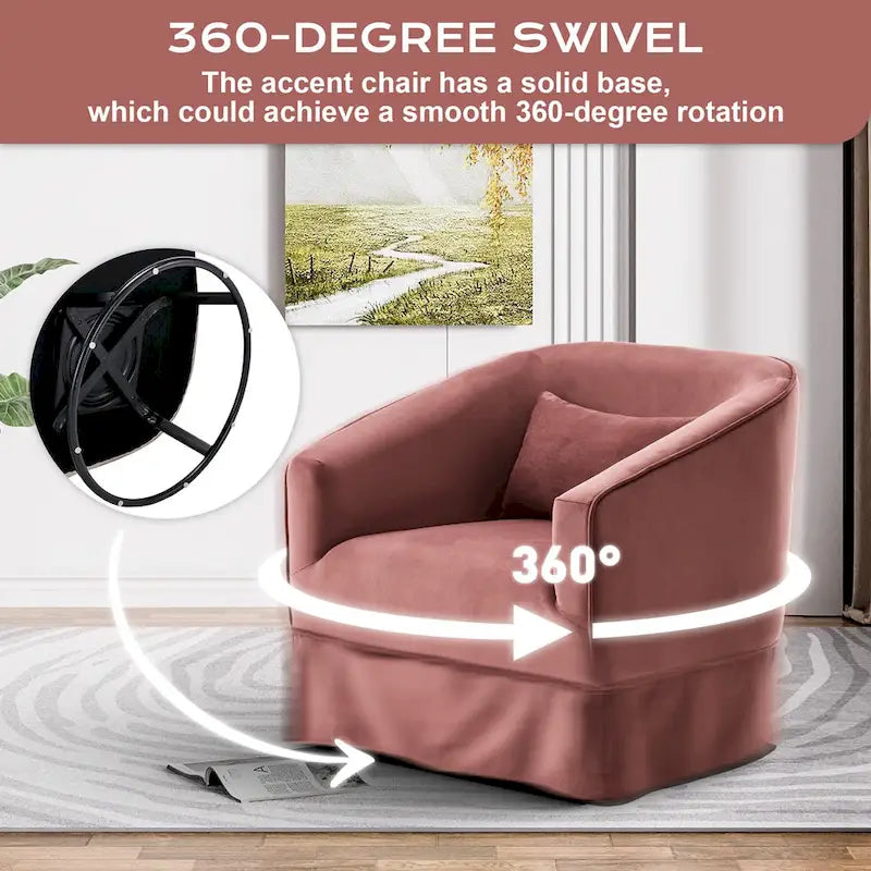 Ouyessir Set of 2 Swivel Barrel Chair 360 Degree Upholstered Accent Chair Fabric Armchair