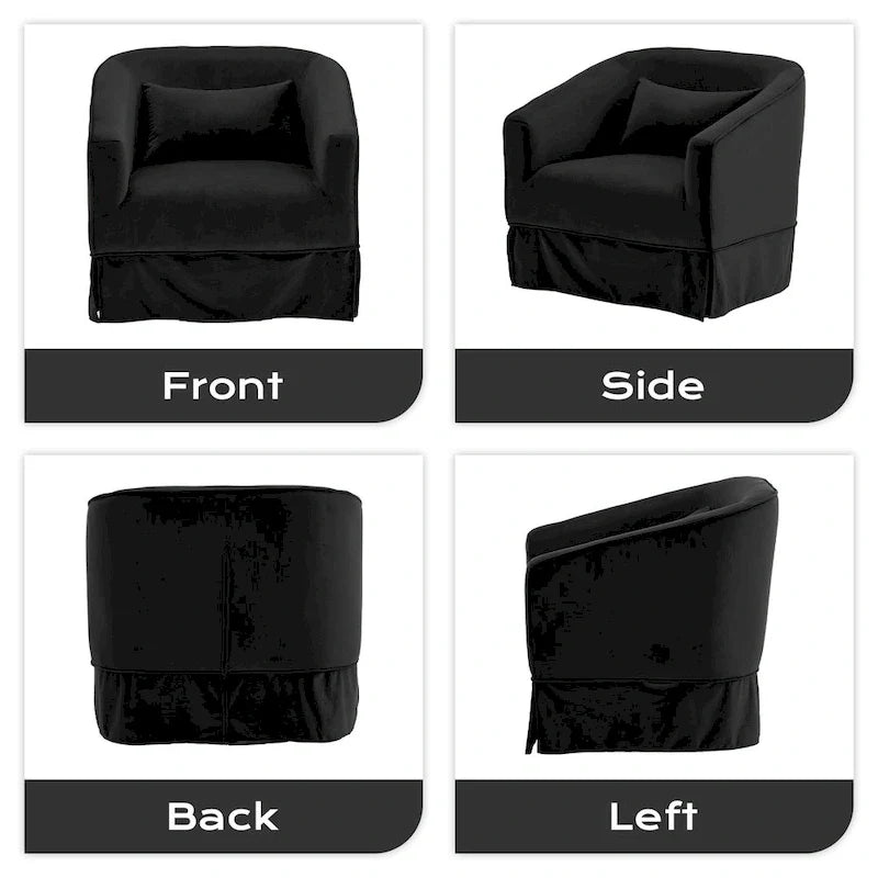 Ouyessir Set of 2 Swivel Barrel Chair 360 Degree Upholstered Accent Chair Fabric Armchair