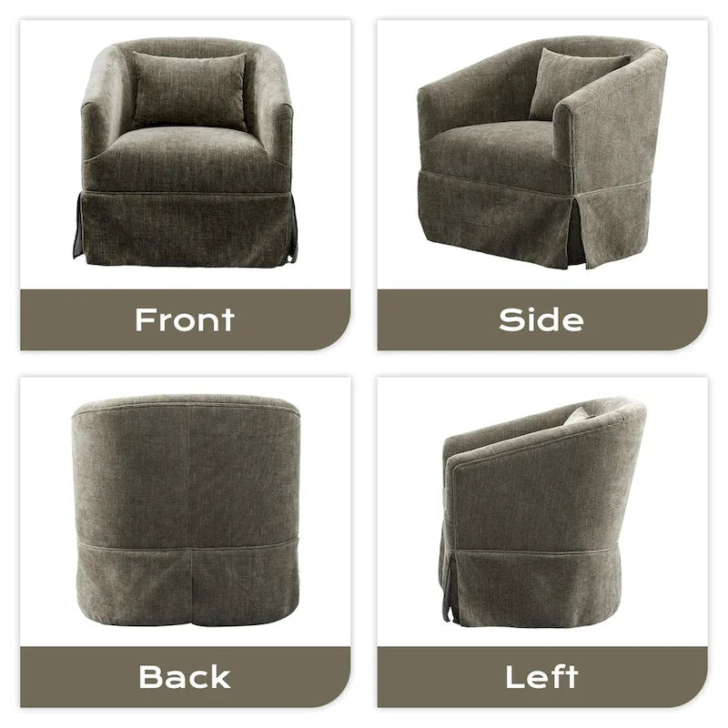 Ouyessir Set of 2 Swivel Barrel Chair 360 Degree Upholstered Accent Chair Fabric Armchair