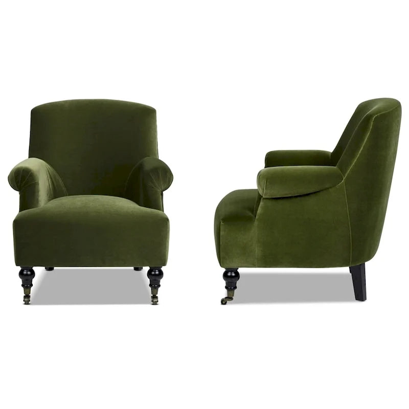 Eloise 30 Transitional Velvet Pleated Sock Arm Accent Chair