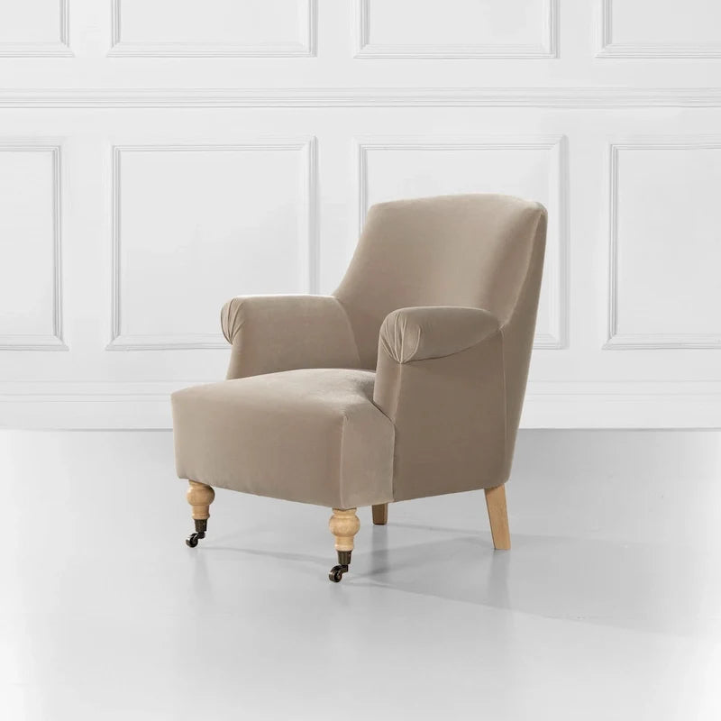 Eloise 30 Transitional Velvet Pleated Sock Arm Accent Chair