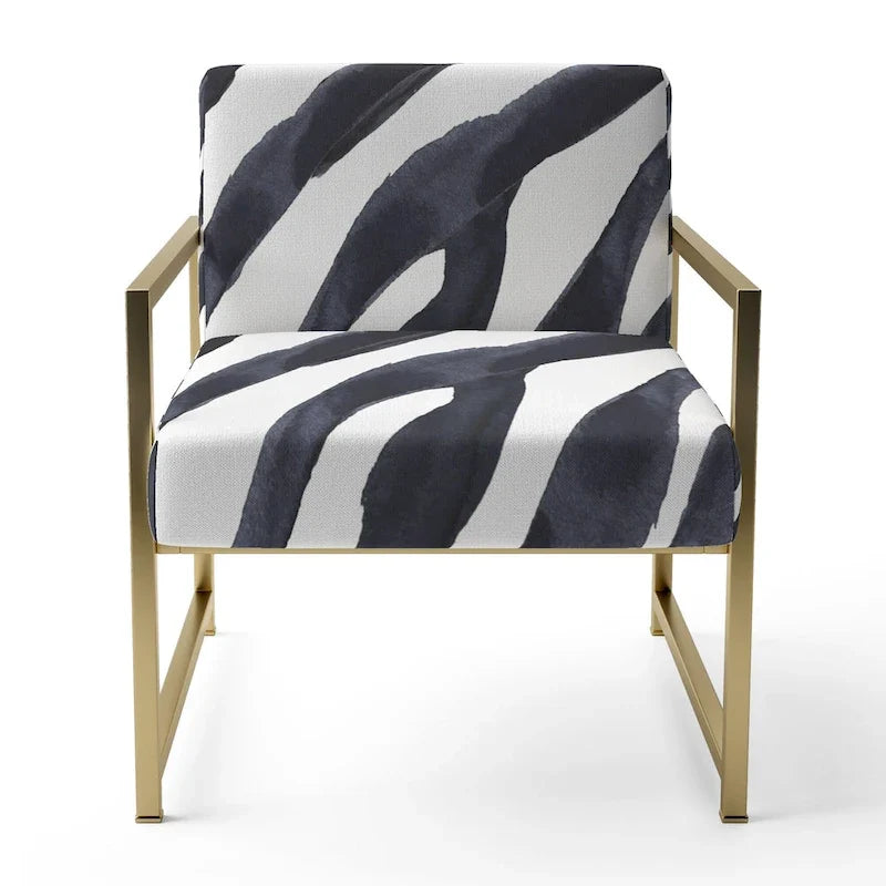 Chaise d'appoint et fauteuil rembourrés rayés zébrés Designart pour cabine et pavillon