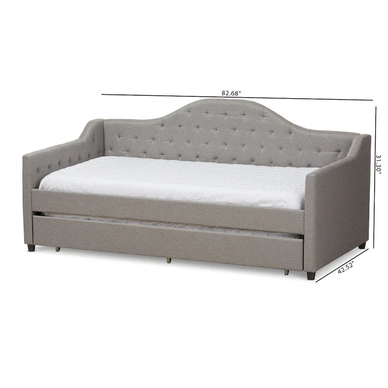 Lit de repos gigogne en tissu contemporain par Baxton Studio