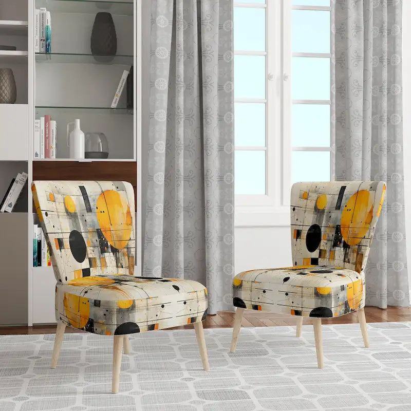 Chaise d'appoint Designart Geometric Abstraction III en tissu avec formes abstraites et chaise à accoudoirs moderne et contemporaine